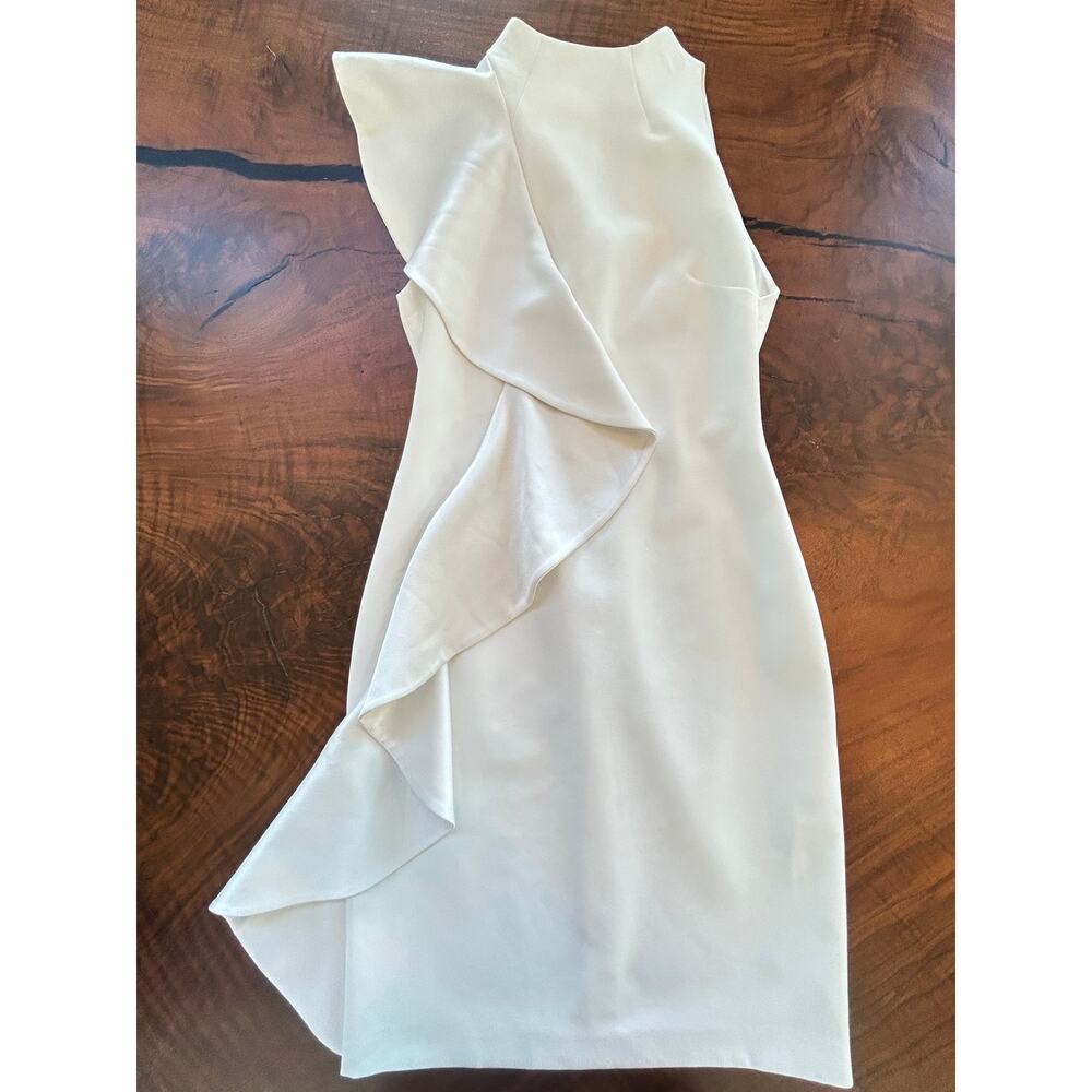 Alice + Olivia White Stephanie Ruffle Sheath Dress | Size 2 - Picture 2 of 8